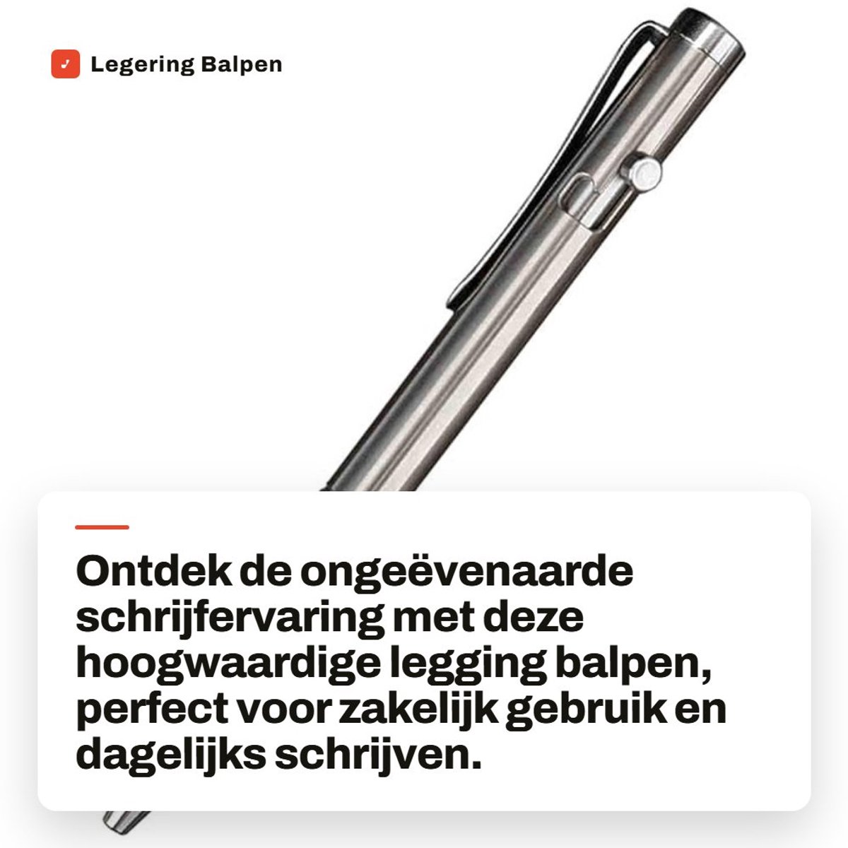 Dailygoods- Balpen Titaniumlegering - Intrekbare Pen - Antislip Groeven - Zakformaat - 12,2 cm - 21 gr - Duurzaam en Corrosiebestendig - Drukpen