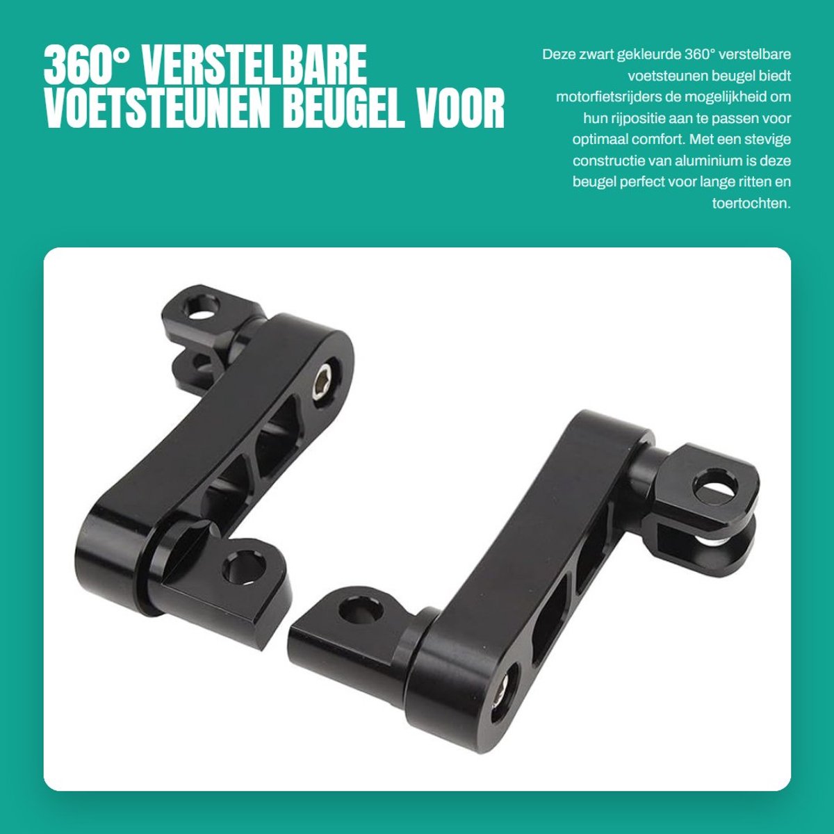 Dailygoods- Voetsteunen Verstelbaar - Aluminium Beugel - Motorfiets Voetsteun - Comfort Verlengingsbeugel - Eenvoudig te Installeren - Verhoogt Rijcomfort - Motorsteunen