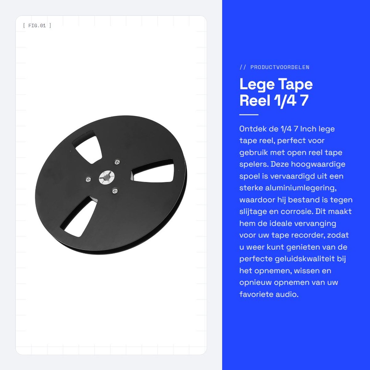 Dailygoods- Tape Reel 1/4 Inch - Lege Aluminium Spoel - 7 Inch - Antibending - Windweerstand - Perfecte Vervanging - Opnameband
