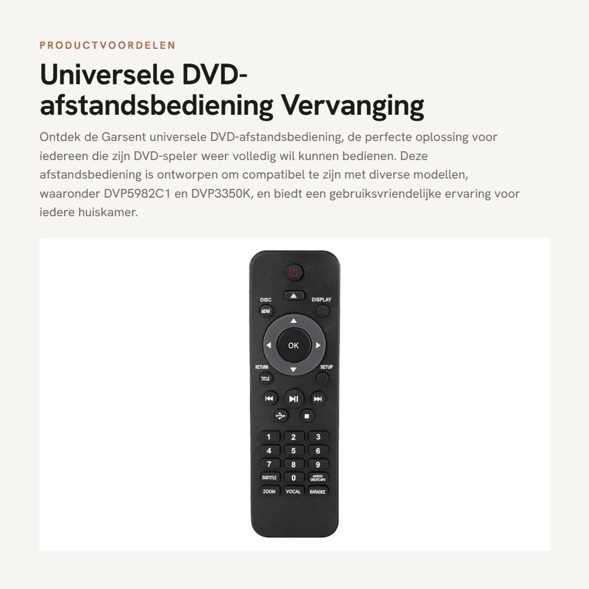 Dailygoods - Universele DVD-afstandsbediening - Vervanging voor DVP5982C1 - Zwart - Geschikt voor diverse modellen - Gebruiksvriendelijk - Meer dan 8...