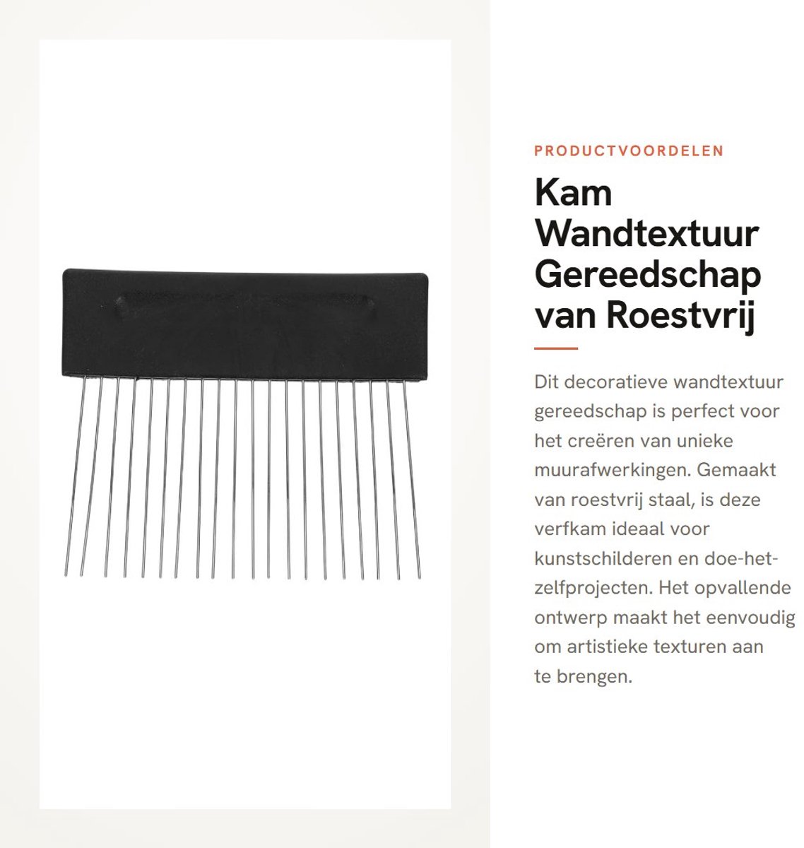 Dailygoods - Kam Wandtextuur Gereedschap van Roestvrij Staal voor Interieurdecoratie