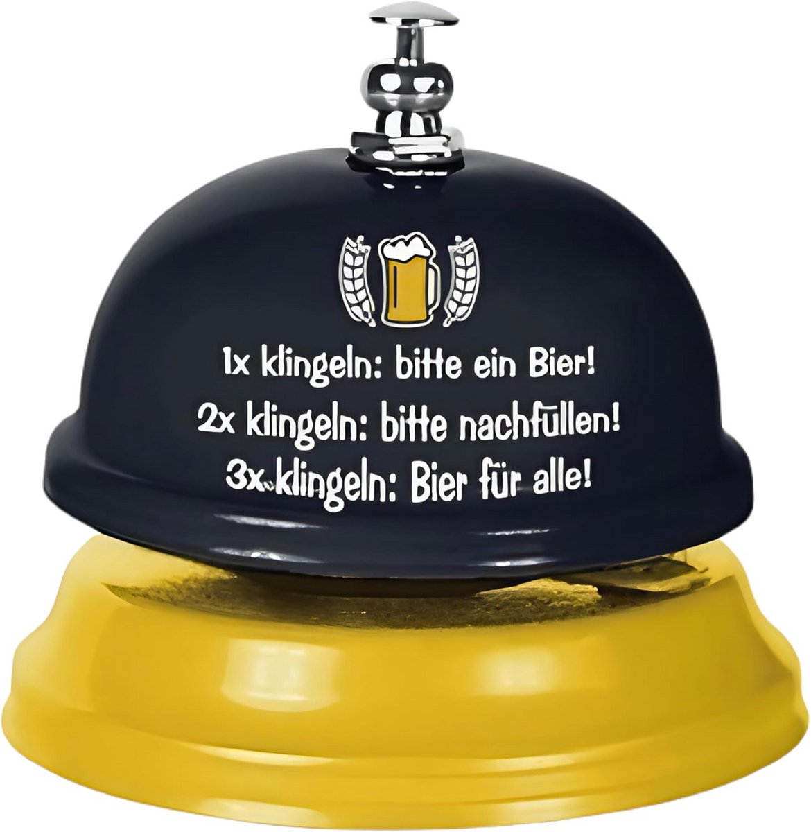 Grappige Bel - Tafelbel Feest - Drank Bestellen - Helder Metaal Geluid - 8.5 x 8.5 x 6 cm - Zilver