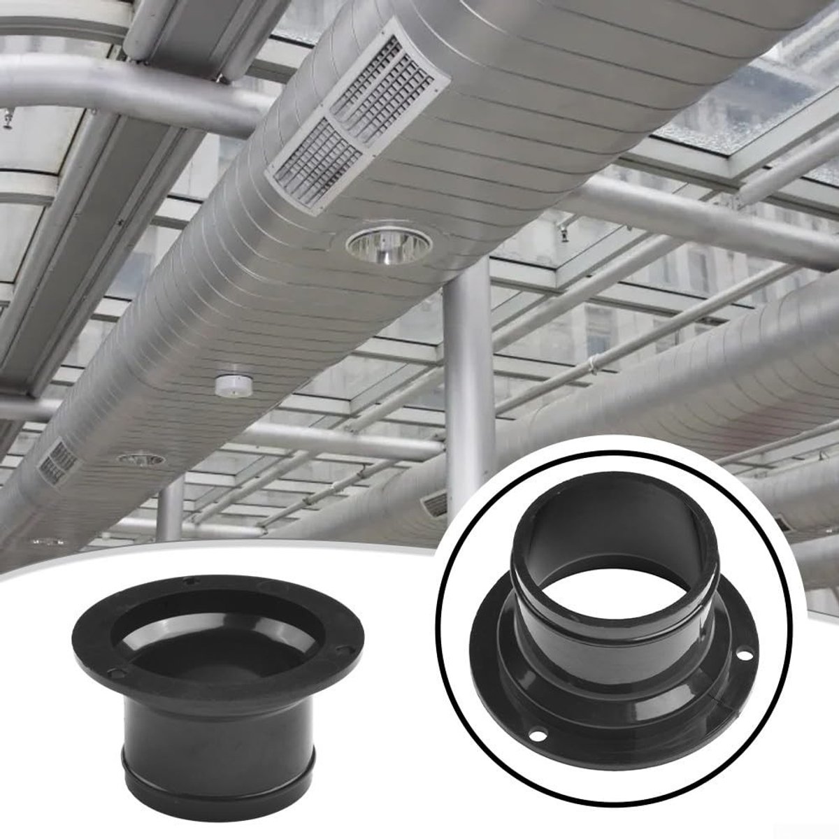 Dailygoods- Kanaalaansluitflens 160 mm - Rechte Buisflens - Ventilatiekanaal - Afzuigkap - Wandmontage - Hoogwaardig ABS - Ventilatieflens