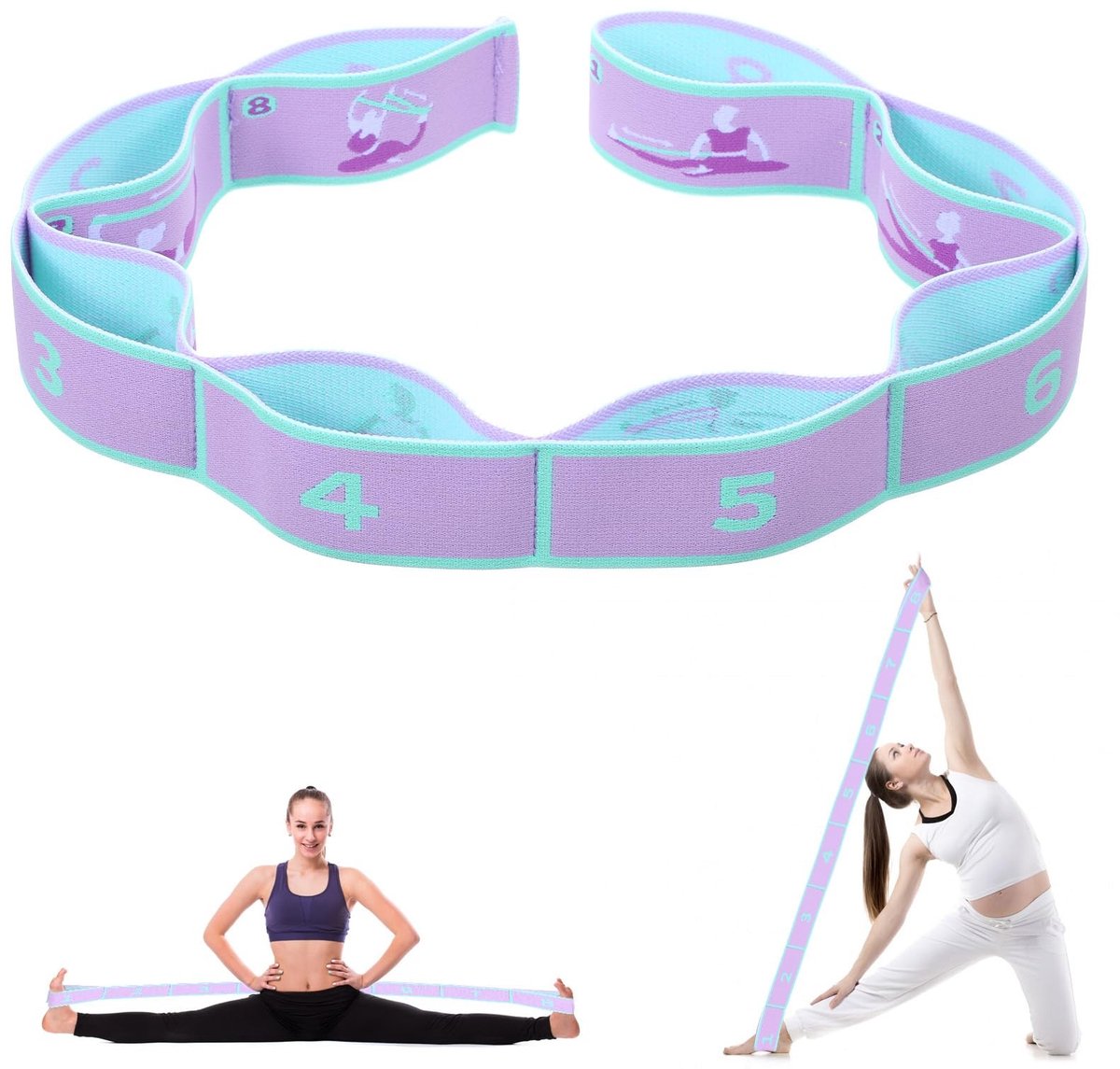 Elastische Gymnastiekband - Dailygoods- Yoga Stretchband 8 Lussen