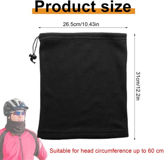 Dailygoods- Colsjaal Heren Dubbel Pluche Ontwerp - Multifunctionele Doek - Winddicht - Verstelbaar Trekkoord - Zwart - Warm en Comfortabel - Halsdoek van Dailygoods — afbeelding 5