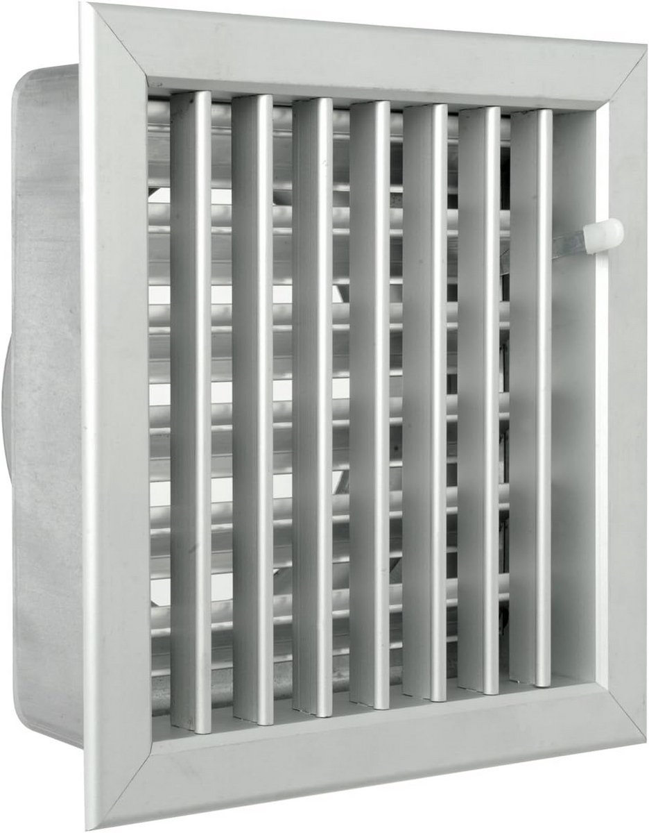 Ventilatie rooster - Afdekking muur - Luchtcirculatie verbeteren - Met verstelbaar sluitingsmechanisme - 200 x 200 mm - Aluminium