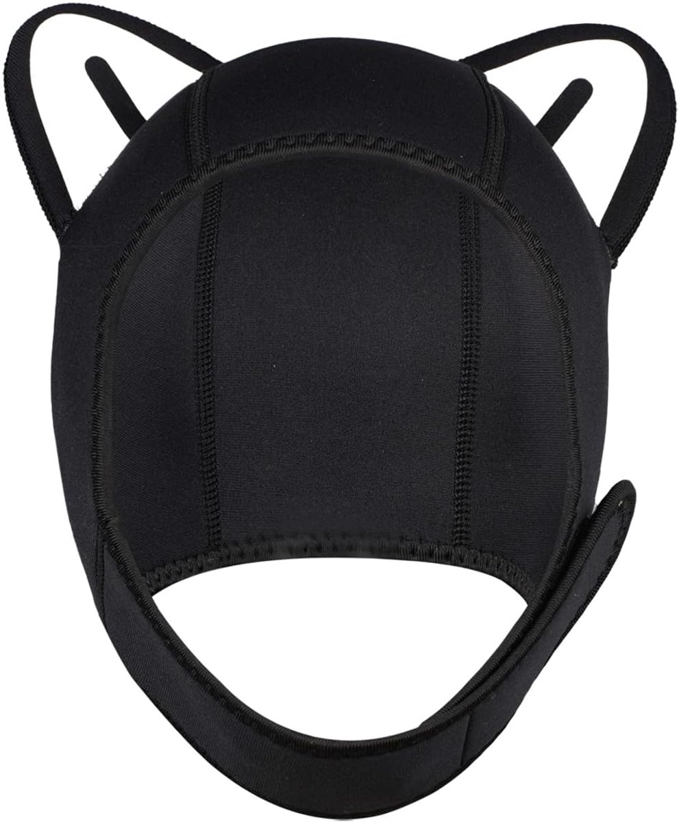 Neopreen duikmuts met kattenoortjes, kinderduikmuts met ventilatieopening, Geschikt voor snorkelen, zwemmen en watersporten (wit).