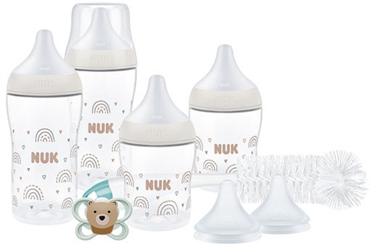 Nuk babyfles starterset anti-koliek 0-6M+ rainbow BPA-vrij.