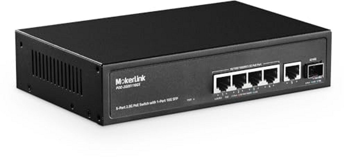 Netwerk Switch - PoE Switch - Netwerk Uitbreiding - 5x 2.5G Poorten - 65W PoE Budget - Zwart