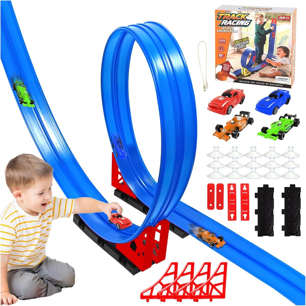 Autocircuit Kinderen - Flexibele Racebaan - Spelplezier Thuis - Met Zuignappen - 4 Meter Lang - Niet Gespecificeerd