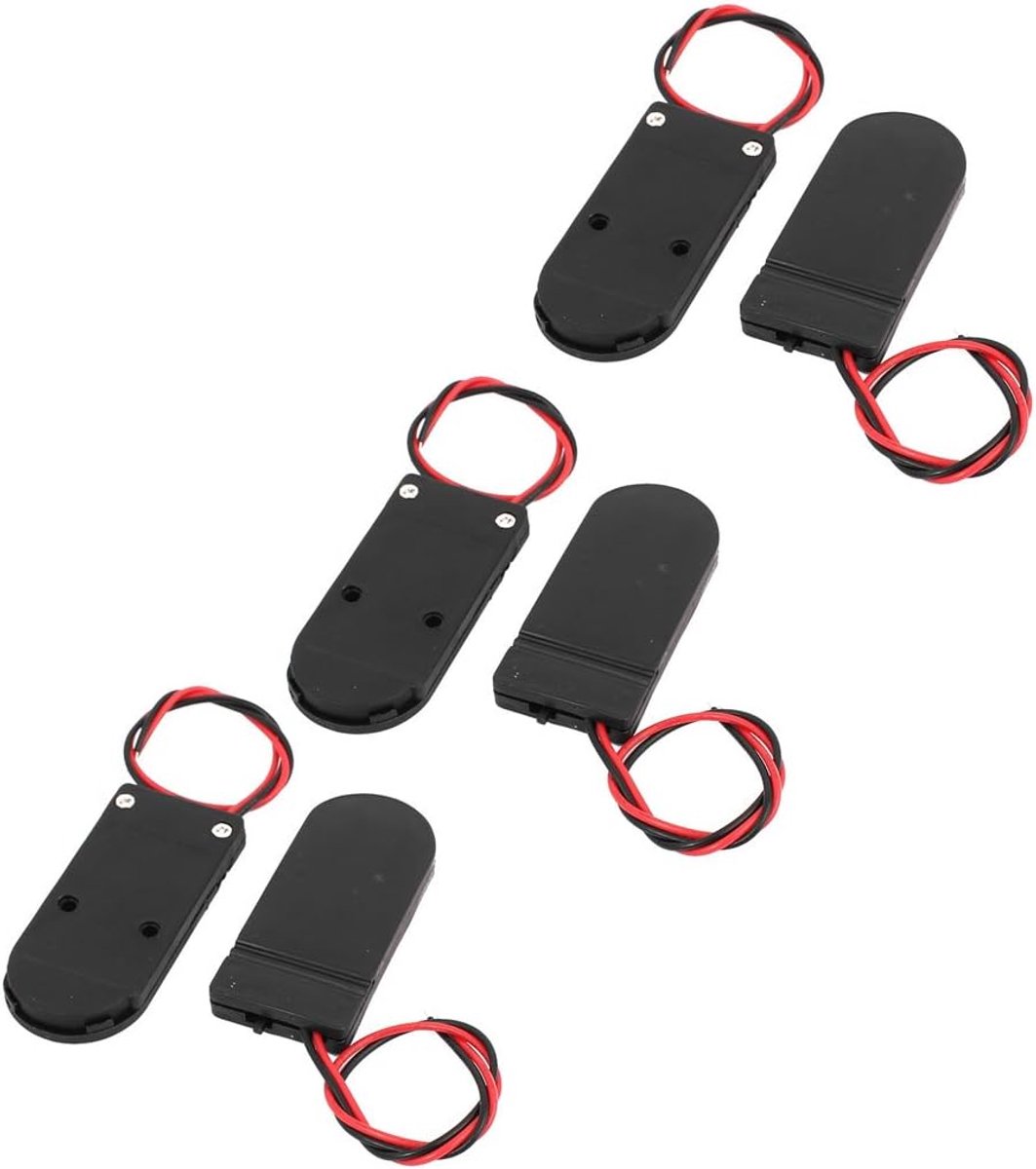 Knoopcel Batterijhouder - Batterij Case - Elektronica Projecten - Met Aan/Uit Schakelaar - 6 Stuks - Zwart