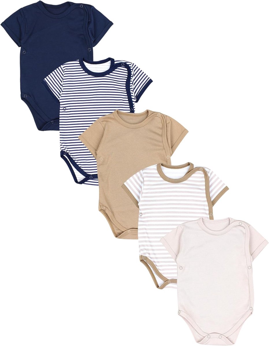 Baby Rompers Set - Babykleding Jongens - Dagelijks Gebruik - Praktische Drukknopen - 5 Stuks - Multicolor