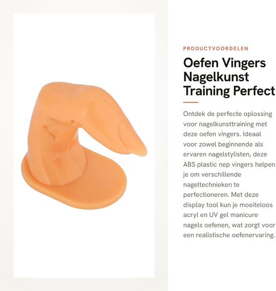 Doigt artificiel orange sur une base plate, idéal pour l'entraînement nail art.