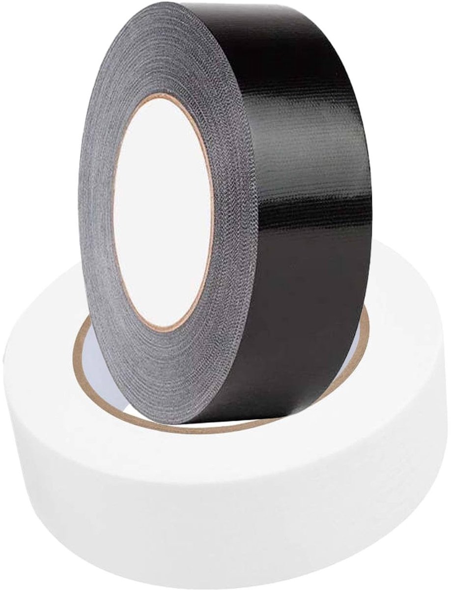 Dailygoods- Pantsertape 20 m x 20 mm - 2 Rollen - Waterdicht - Extra Sterk - Duct Tape - Hoge Kleefkracht - Zwart/Wit