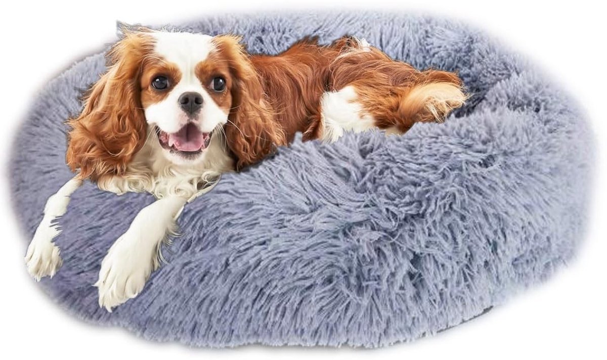 Dailygoods- Hondenbed Wasbaar - Donutvormig - Pluche Hondenkussen - Hondenmand voor Kleine/Middelgrote Honden - Zacht Kunstbont - Ondersteunt Nek en Geeft Veiligheidsgevoel - Dierenbed