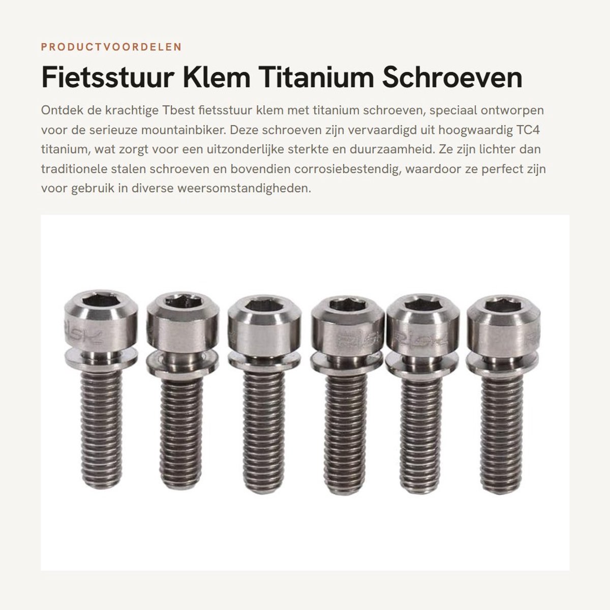 Dailygoods- Fietsstuurpen 6 Stuks - TC4 Titaniumlegering - Corrosiebestendig - Lichtgewicht - Uniek Design - M5 x 18 mm - Wielbouten