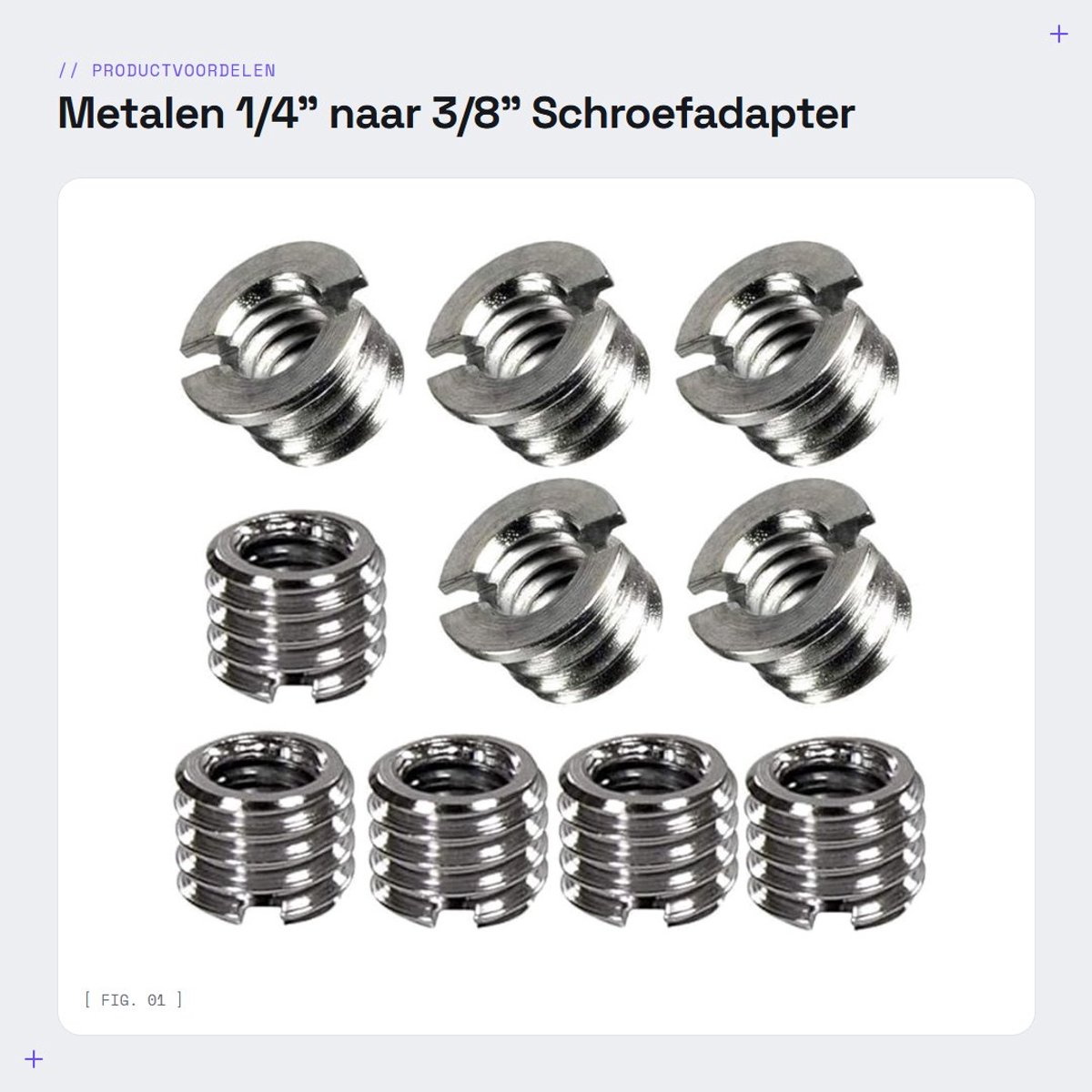 Dailygoods - Metalen 1/4" naar 3/8" Schroefadapter - Stabiele Bevestiging - Zilver - Camera Accessoire - Geschikt voor Statief en Monopod