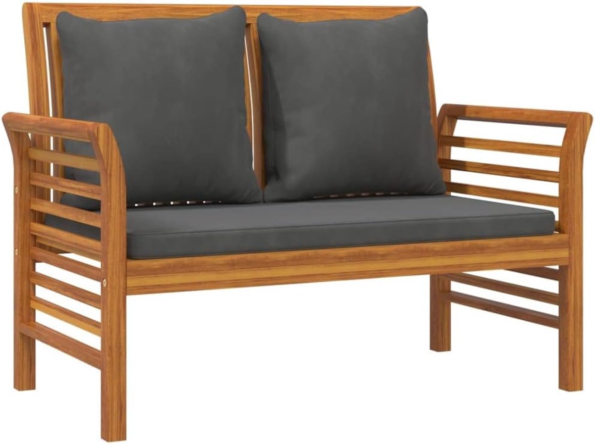 Buitenbank Hout - Tuinbank Bank - Ontspannen Buiten - Massief Acaciahout - 120 x 81 cm - Donkergrijs