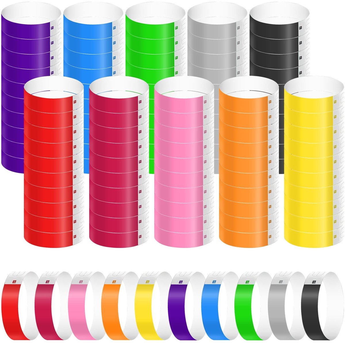 Dailygoods- Polsbandjes Waterdicht - 1000 Stuks - Neon Kleuren - Papieren Armbanden - Evenementen/Concerten - 25x1,9 cm - Synthetisch Papier - Evenementenbandjes