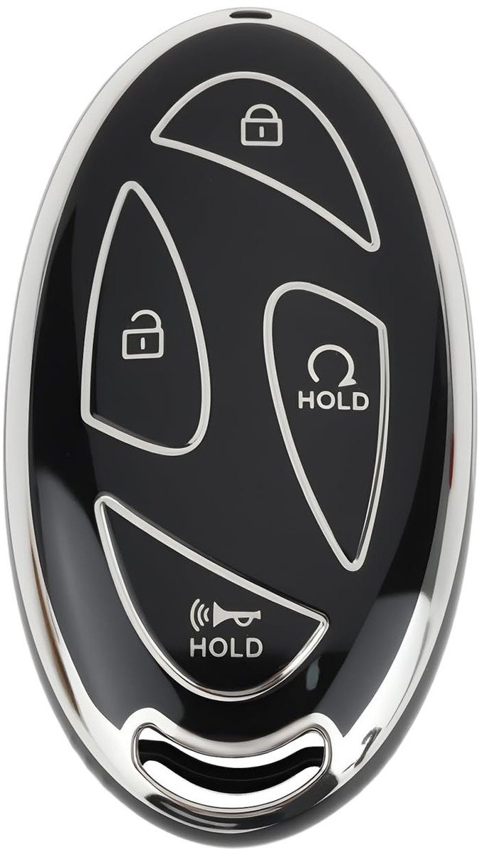 Dailygoods- Sleutelhoes Op Maat - TPU Beveiligd - 7-knops - Compatibel met Hyundai - Zilver/Gouden Afwerking - Krasbestendig Materiaal - Autosleutelcover