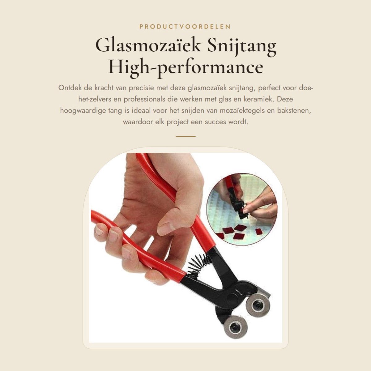 Dailygoods - Glasmozaïek Snijtang - High-performance Mozaïektang - 200 mm - Voor Keramische Baksteen - Doe-het-zelf Trimwerk - Dubbele Ronde Wieltang...