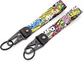 Stickerbomb JDM Tuning Porte-clés Lanyard avec Mousqueton - Accessoire de Clé Automobile en Nylon
