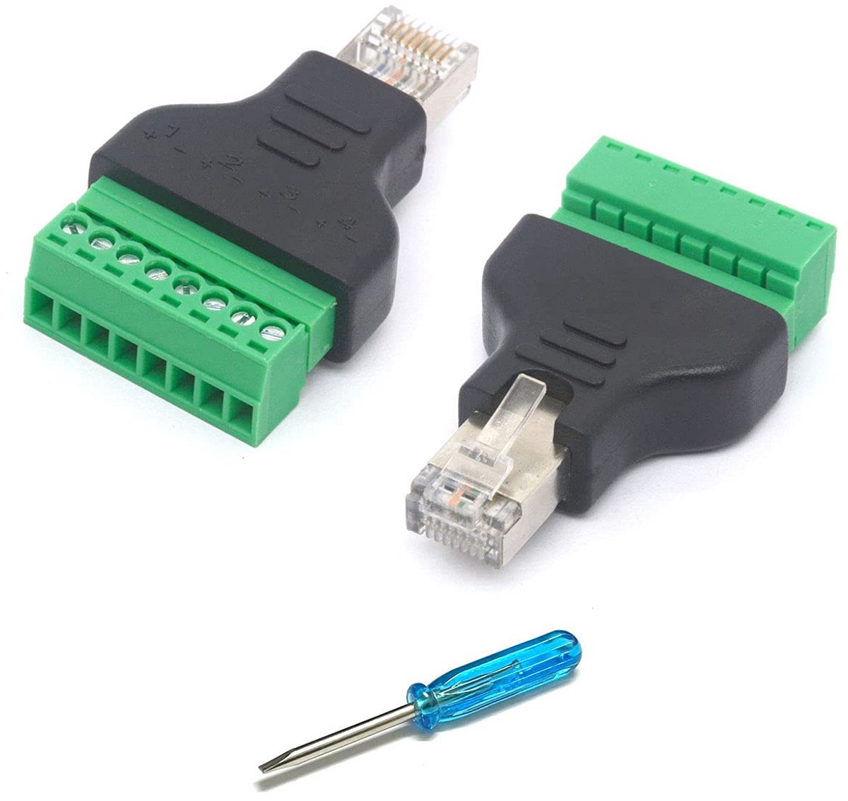 RJ45 Schroefadapter - Netwerk Connector - Signaal Analyseren - Zonder Solderen - 2 Stuks - Zwart