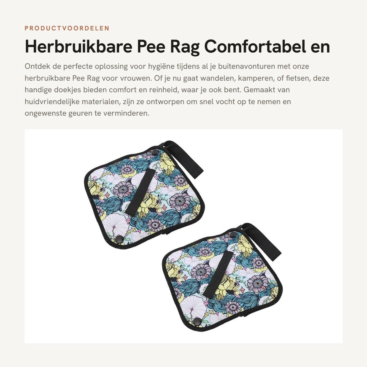Dailygoods- Pee Rag - Herbruikbaar/Washable - 2x Wiping Cloth - 16x16 cm - Waterdicht - Absorberend - Geschikt voor Outdoor Activiteiten - Wipes