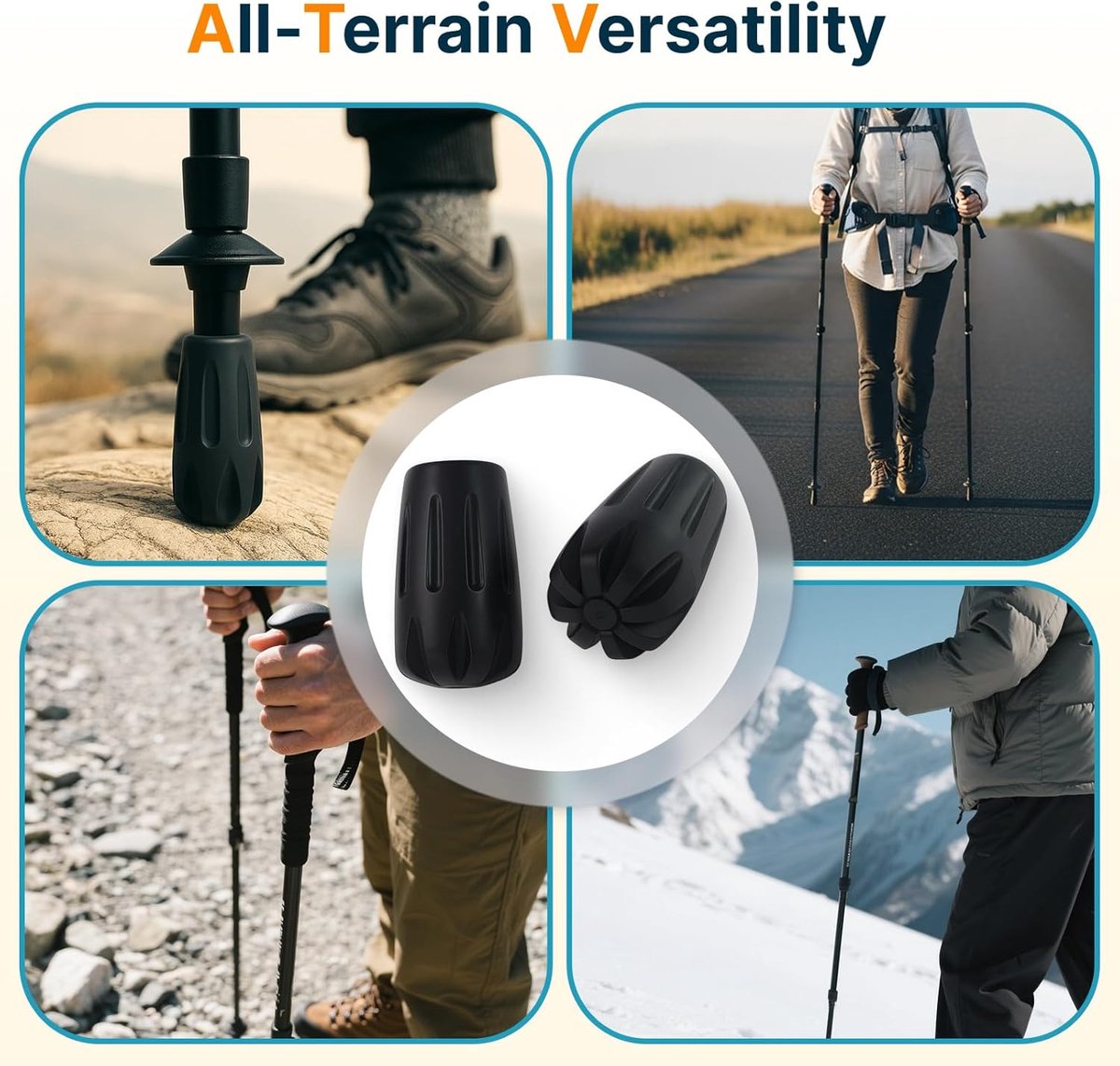 12 Stuks Rubberen Doppen voor Nordic Walking en Trekkingstokken - Antislip Reservepunten