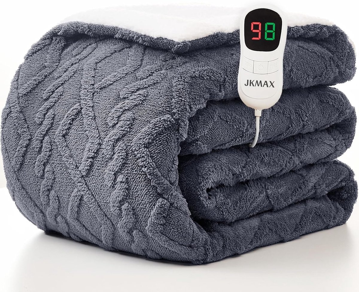 Verwarmde Deken - Elektrische Plaid - Comfort Verwarmen - 10 Warmte-instellingen - 200x180 cm - Grijs