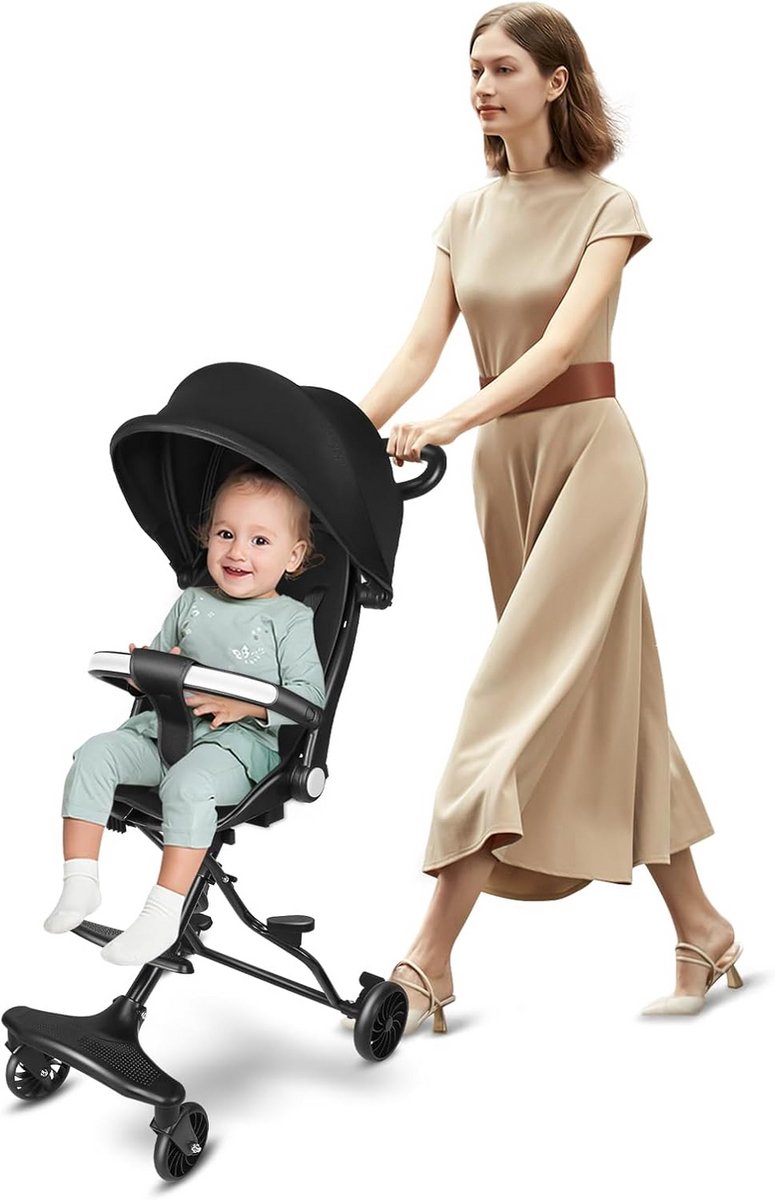 Baby Driewieler - Ouderbegeleiding Fiets - Buiten Ritjes - Verstelbare Duwgreep - 30 x 55 x 865 cm - Zwart