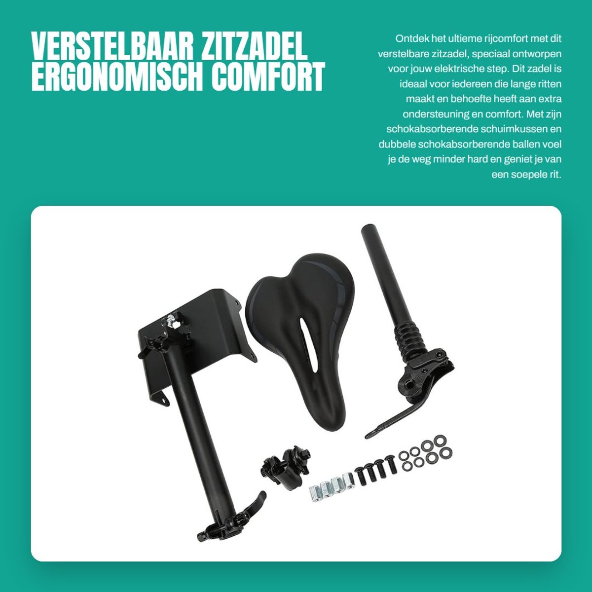 Dailygoods - Verstelbaar Zitzadel - Ergonomisch Comfort - Opvouwbaar - Zacht en Ademend - Geschikt voor F20 F25 F30 F40 - 36 x 22 x 20 cm
