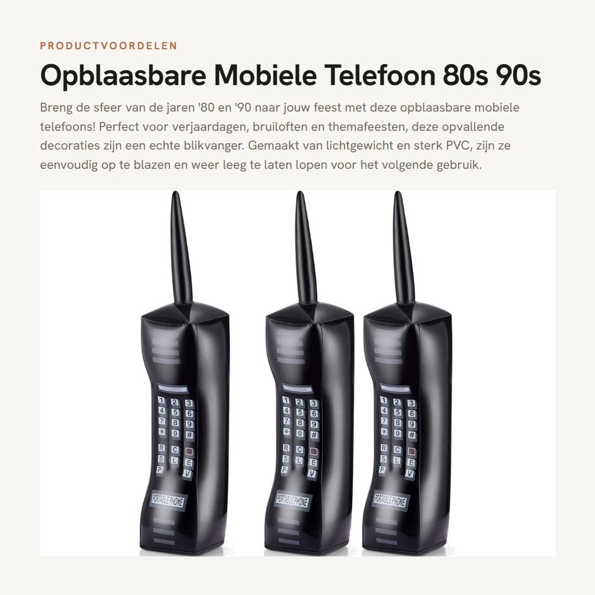 Ballonnen 30 Inch - Opblaasbare Mobiele Telefoon - Feestdecoratie Jaren 80/90 - Hiphop Thema - 3 Stuks - Lichtgewicht PVC