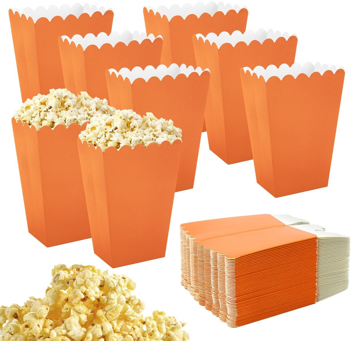 Dailygoods- Popcorndozen 50 stuks - Popcorncontainers - Snoepcontainers - Geschikt voor snacks - Eenvoudig uitklapbaar - Golfpatroon rand - Snackdozen