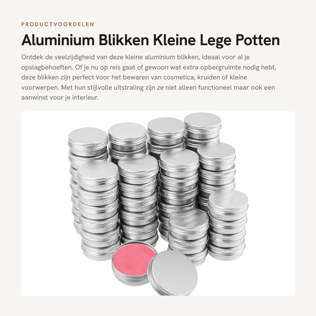 Dailygoods- Tin Potten Set van 60 - Aluminium Blikken - Schroefdeksel - Kleine Opbergcontainers - Reizen - Capaciteit 30 ml - Opslagblikken