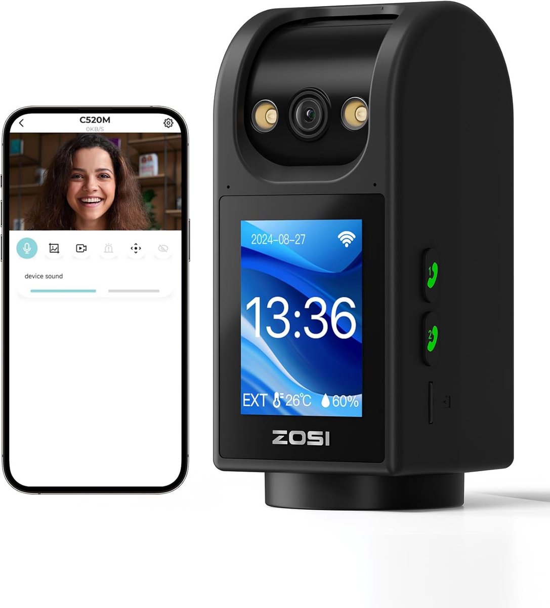 Beveiligingscamera Binnen - WLAN Camera - Huisbewaking - Met 2.8 Inch Scherm - 4MP HD Resolutie - Wit