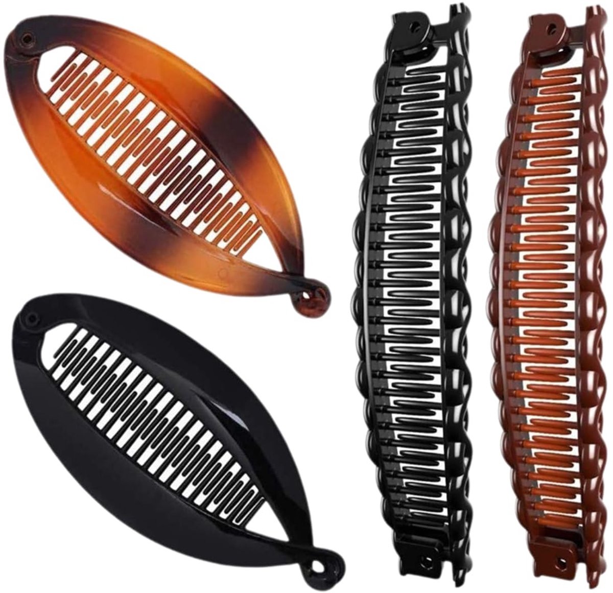 Dailygoods- Bananenhaarspeld - 4 Stuks - Haarclips - Haarstyling-accessoires - Comfortabel - Duurzaam Kunststof/Hars - Geschikt voor Alle Haartypes - Haarclip