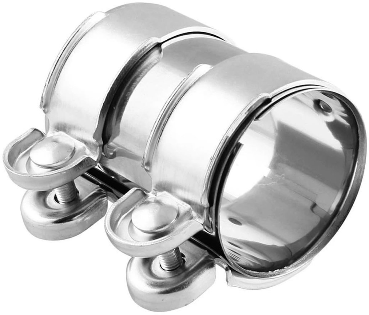 Dailygoods - Universele uitlaatklem 63 mm/L 95 mm - Dubbele klem van roestvrij staal