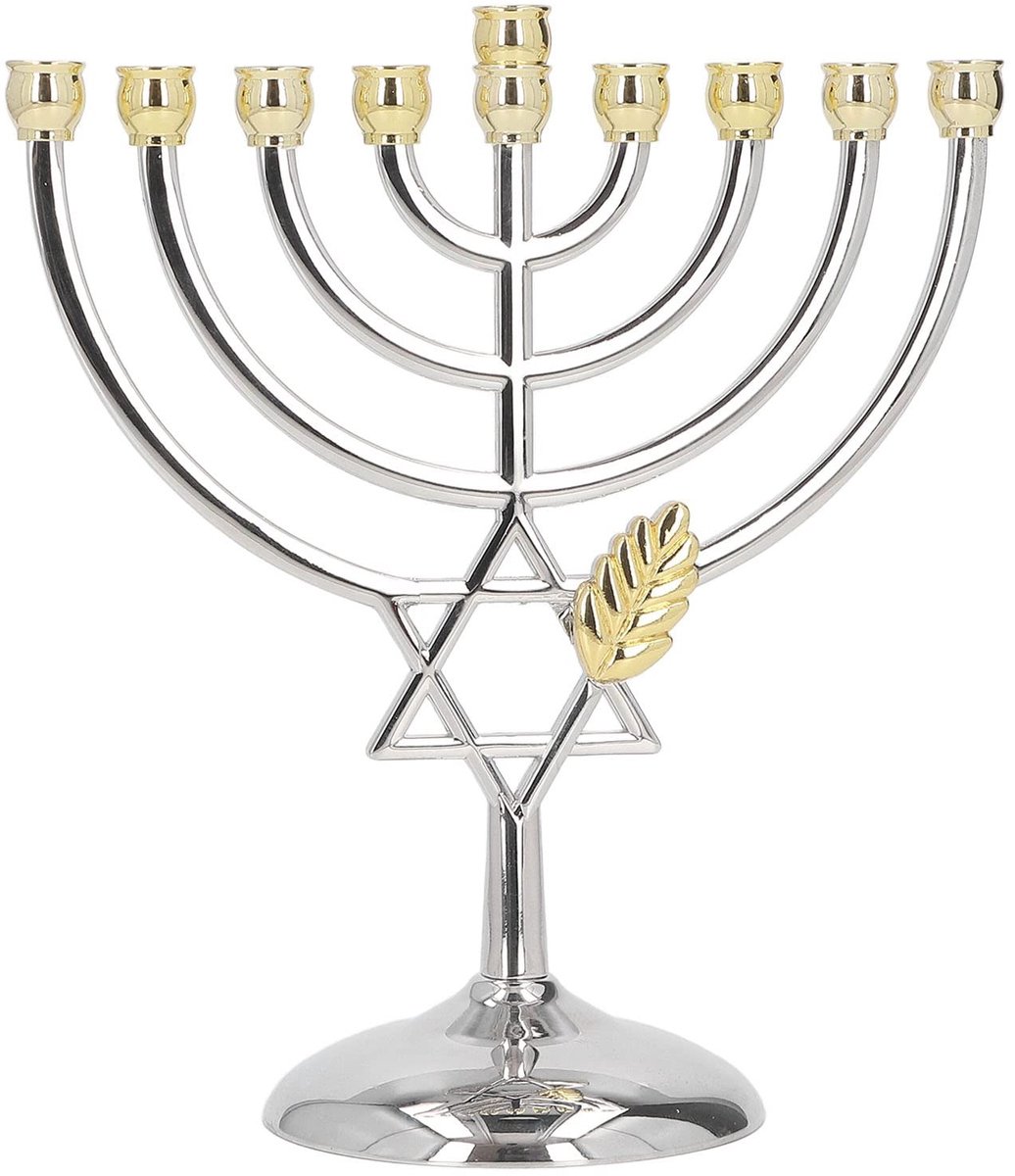 Dailygoods- Menorah 9-armig - Vintage metalen Kandelaar - Kaarsenhouder voor Woondecoratie - Decoratief - Verstelbaar - 18 x 16 cm