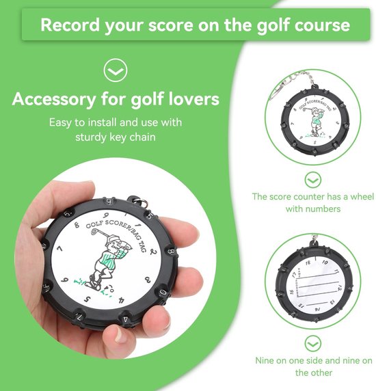 Dailygoods- Golf Score Counter 18-Holes - Draagbaar - Slagenteller - Keychain - Eenvoudig te gebruiken - Lichtgewicht ontwerp - Golf Teller van Dailygoods — afbeelding 3