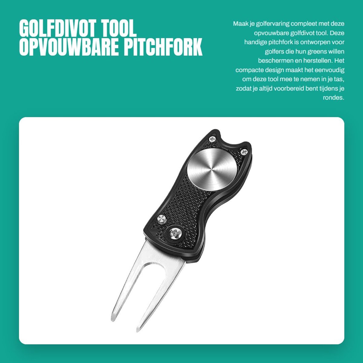 Dailygoods- Pitchfork Opvouwbaar - Golfdivot Tool - Lichtgewicht - Roestvrij Staal - Draagbaar - Veilig in Gebruik - Golfdivottool