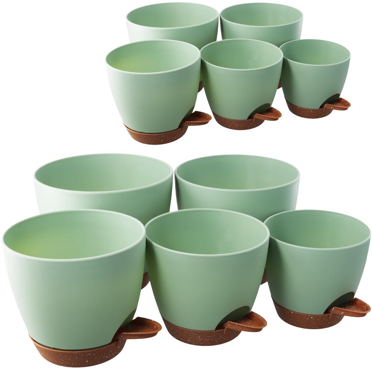 Dailygoods- Bloempotten met Irrigatiesysteem - Set van 10 - Kunststof - Zelfbewaterende Potten - Voor Balkon/Kantoor/Tuin - Diverse Maten 12,7-18 cm - Plantenpotten