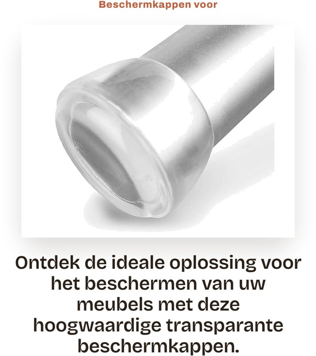 Dailygoods- Beschermkappen Hoogwaardige Transparante Kunststof - 20 mm - 16 Stuks - Meubelbescherming - Vervanging voor Rubber Kappen - Geschikt voor Stoelen/Tafels - Meubelbeschermers