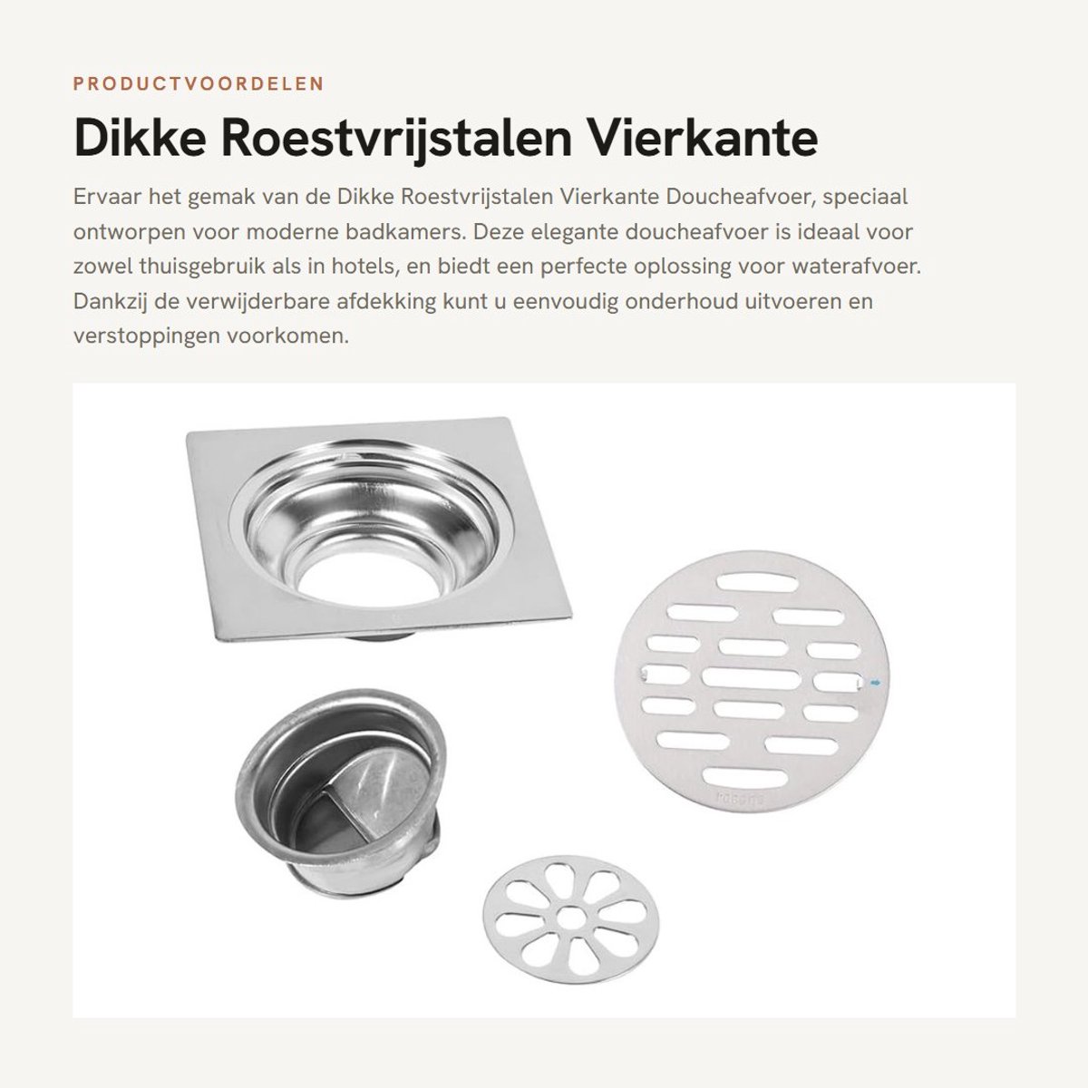 Dailygoods- Doucheafvoer Roestvrij Staal - Doucheafvoerdeksel Verwijderbaar - Afvoerputje Buiten - Doucheafvoerputje - Geur Blokkeren - Onderhoudsvriendelijk