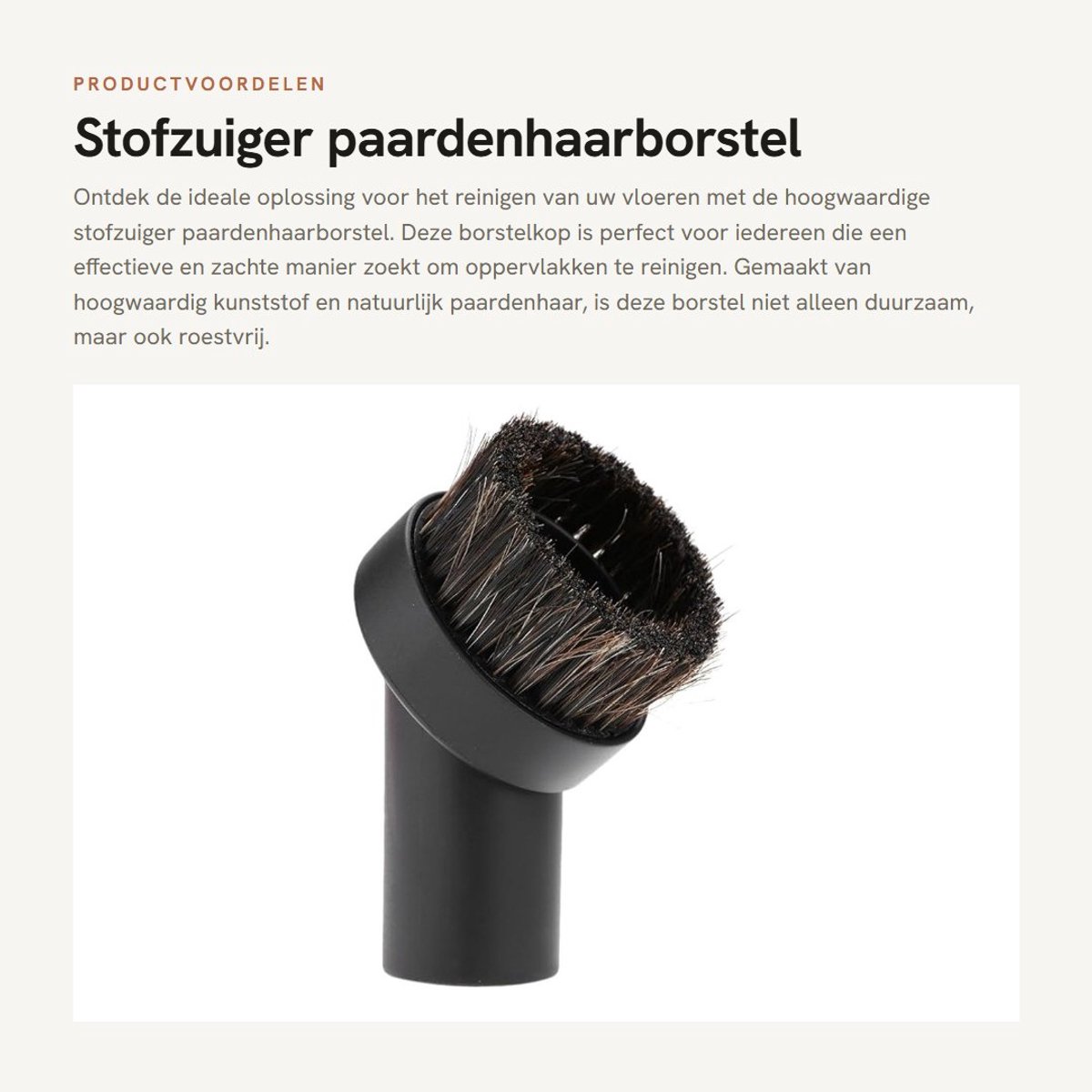 Dailygoods - Stofzuiger paardenhaarborstel - Vloerstofborstelkop - 32 mm - Duurzaam en roestvrij - Geschikt voor meeste stofzuigers - Paardenhaarborst...
