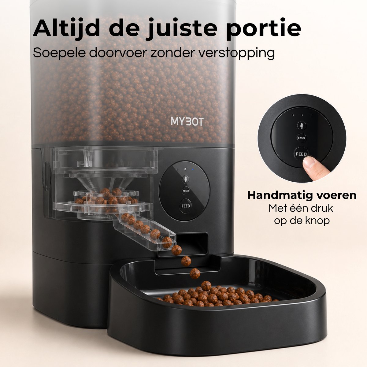 MYBOT Automatische Voerbak - Kat en Hond - Voerautomaat 6L - Met App en Spraakopname - Voor Droogvoer - Zwart - P3 thumbnail 6