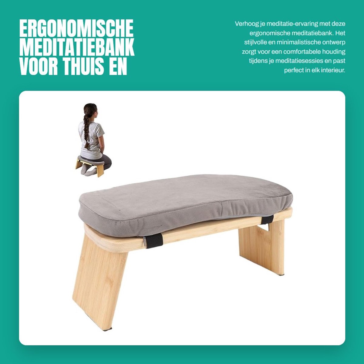 Dailygoods- Meditatiebank Ergonomisch Design - Inklapbaar - Houten Meditatiebank - Afneembaar Ontwerp - Draagtas - Elegant Minimalisme - Meditatiekruk