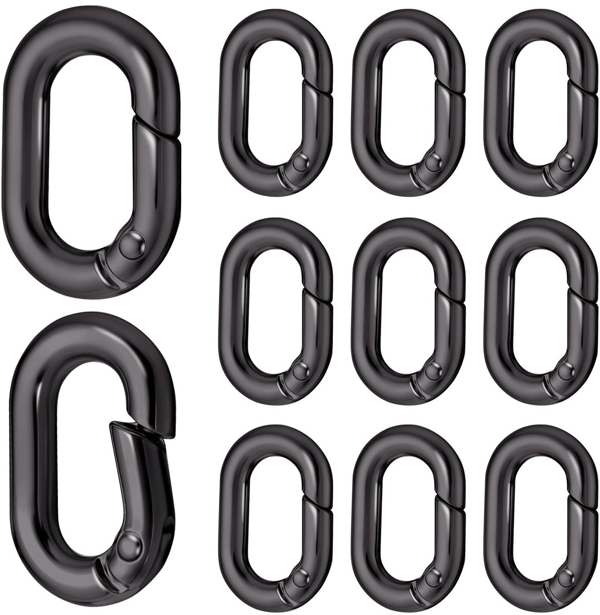 Dailygoods- Veerkarabijnhaak Klein - 10 Stuks - Zinklegering - Ovaal - Sleutelhanger - Duurzaam - Glad Oppervlak - Karabijnhaak