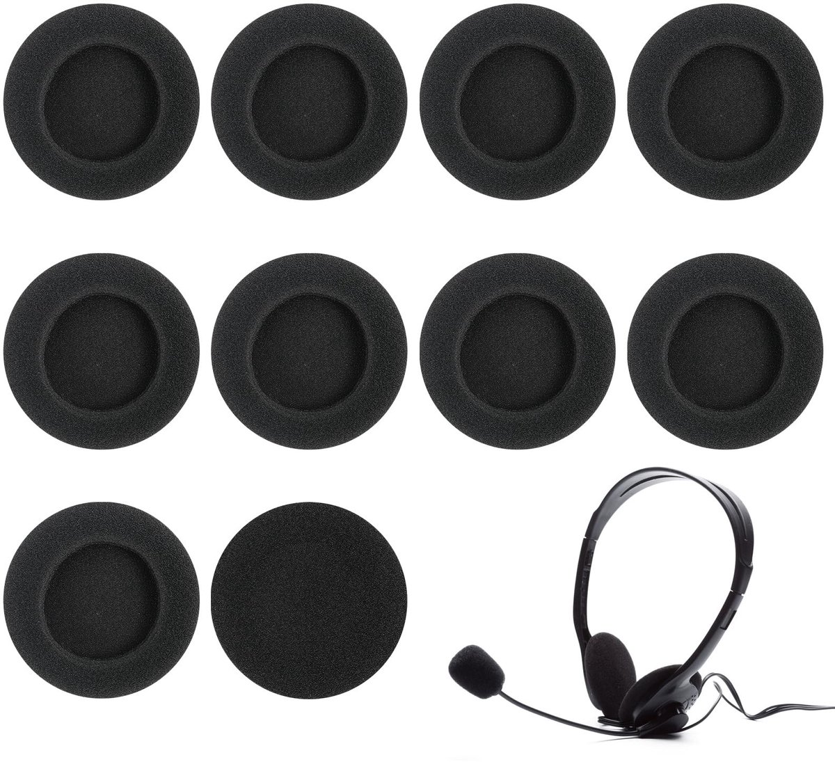 Dailygoods- Oorkussens Vervangend - Compatibel met Logitech H390/H600/H609/H760/G330/K550 - Ademend Schuim - Ø60 mm - Ergonomische Pasvorm - Comfortabel en Duurzaam - Hoofdtelefoon Pads