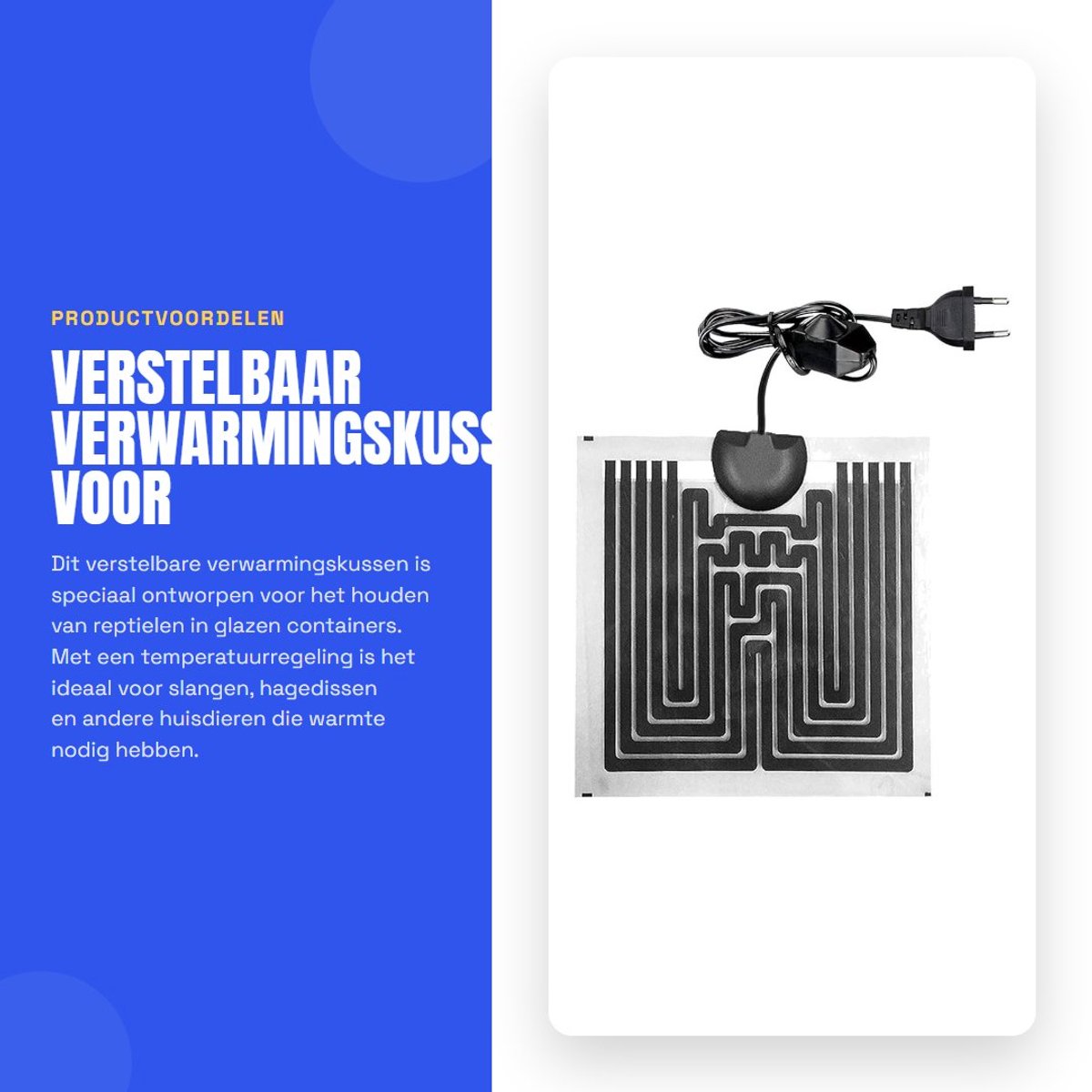 Dailygoods - Verstelbaar Verwarmingskussen voor Reptielen en Glazen Containers